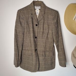 Houndstooth Wool Blazer Jacket